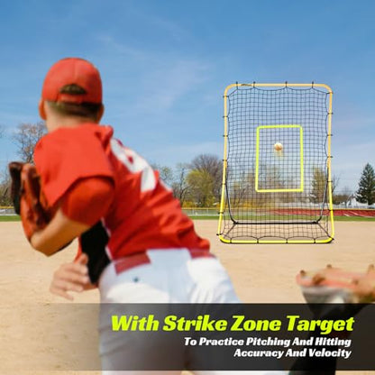 JASCOPRO Baseball Rebounder Net – Adjustable Pitchback Trainer for Solo Fielding,Throwing, Pitching Practice, Durable Steel Frame with 5 Angles, Softball Rebound Net Simulates Grounders & Fly Balls