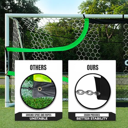 Soccer Goal Target Net - 24ft x 8ft Scoring Training Equipment - Improve Kick Practice Shooting Targets, Portable Football Target Sheet with Carry Bag, Ground Stakes, Bungee Cord Included
