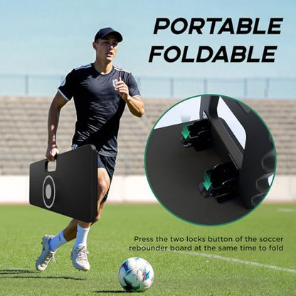 Soccer Rebounder Board Trainer，2 Way Kickback Panel for Passing, Shooting Ball Control Solo Team Football Training Equipment for Agility, Reflex Skill Drills