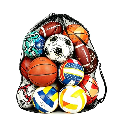 40" x 30" Mesh Equipment Bag – Holds Up to 10 Balls – Adjustable Drawstring Closure