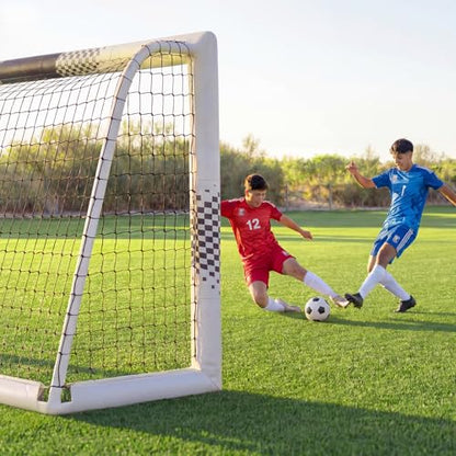 Soccer Goal for Backyard, 8x5/6x4 FT Heavy Duty Soccer Net with Safety Foam Padded Metal Post, Durable Goals with Training Set Agility Ladder & 12 Cones for Youth & Adults Practice - size: 8x5 FT