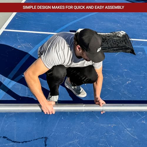 Dominator PRO Portable Pickleball Net - Heavy Duty USAPA Compliant Portable Regulation Pickleball Net - Indoor/Outdoor Aluminum Rust Proof Frame w/Adjustable Net Tension & Locking Wheels - style: Silver
