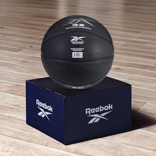 Reebok Official Size Basketball, Composite Leather, Anti-Slip Grip, Consistent Shape Retention, Includes Pump & Needle, VR-3K Black Series - color: Black