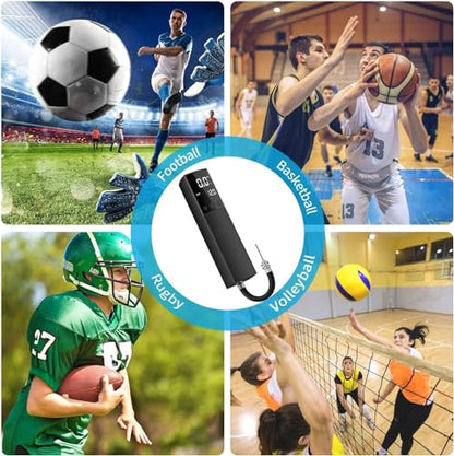 Pumteck Electric Ball Pump (with Case), Smart Air Pump Portable Fast Ball Inflation with Precise Pressure Gauge and Digital LCD Display for Football Basketball Volleyball Football