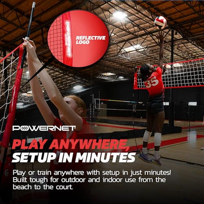 PowerNet Portable Volleyball Net for Backyard Training, Indoor Outdoor Volleyball Practice Equipment, Great for Hitting Serving Drills Small Scrimmage or 1 On 1 Game - size: 12.5-Foot