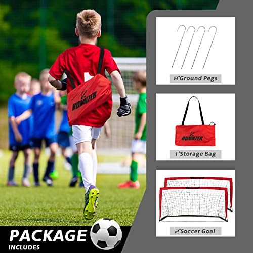 L RUNNZER Kids Soccer Goal, Pop Up Soccer Goal Net for Backyard, Set of 2 with Portable Carrying Case - color: Red, style: 6.3'x3.6', 2 Set