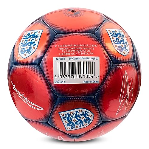 Hy-Pro Officially Licensed Classic Signature Soccer Ball, Metallic, Size 5, Training, Match, Merchandise, Collectible for Kids and Adults - style: England FA