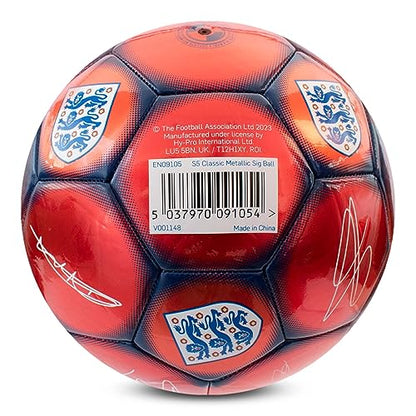 Hy-Pro Officially Licensed Classic Signature Soccer Ball, Metallic, Size 5, Training, Match, Merchandise, Collectible for Kids and Adults - style: England FA