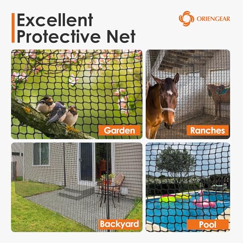 ORIENGEAR Golf Netting for Garage, Golf Hitting Practice Net 10x15ft 10x20ft, Backyard DIY Nets for Chipping Driving and Baseball Hockey Soccer Sports, with Rope and Buckle (NET ONLY Without Poles) - style: 10X15 FT with Rope