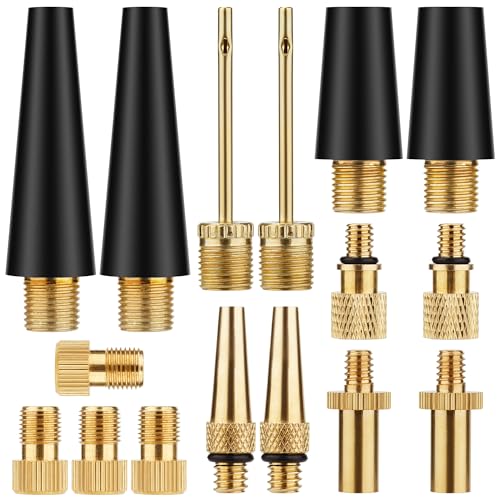 DDJ Bicycle Presta Schrader Valve Adapter, Brass DV AV SV Converter, Air Chuck Quick Connect, Inflation Needle, Air Pump Needle Set Suitable for All Bicycles, Sports Balls and Inflatable Equipment