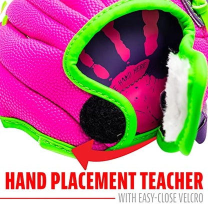 Franklin Sports Air Tech Baseball Glove with Ball - Tee Ball - Soft Air Tech Foam - color: Pink/Purple, size: 8.5"