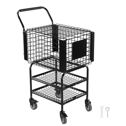 Tennis Ball Basket Cart with Easy Load Wheeled Tennis Ball Hopper Holds 350 Balls for Teaching & Court Use