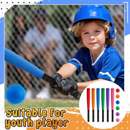 Seenelling 6 Set Foam Baseball Bat Set Including 6 Bats and 6 PE Equipment for Elementary School Foam Baseball Bat for Safety Play