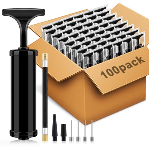 100 Sets Ball Air Pump Bulk for Sports Balls Include Needle Nozzle Extension Hose Hand Inflation Kit for Basketball Soccer Football Volleyball Balloon, Operation Bulk Christmas Child Items Gifts - color: Black