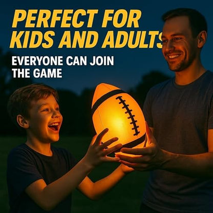 Glow in The Dark Football | Ultra-Bright Double LED Light-Up Football Size 6 with 3 Extra Batteries and Pump for Kids & Teens Ages 6+ | Outdoor Fun for Evening Play, Camping & Beach Games