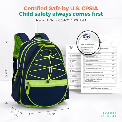 Choco Mocha Kids Tennis Bag, 16 Inch Youth & Junior Tennis Backpack with Shoe Compartment, Holds 2 Rackets (21–23 Inch) - color: Gradient Blue