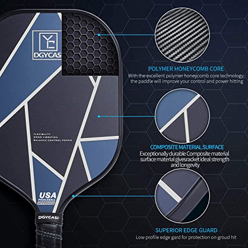 YC DGYCASI Pickleball Paddles Set of 2, USAPA Approved Carbon Fiber Pickleball Set, Lightweight Pickle Ball Rackets 2 Pack, 2 Outdoor Pickleball, 2 Indoor Pickleball, 1 Pickleball Bag - color: Silver