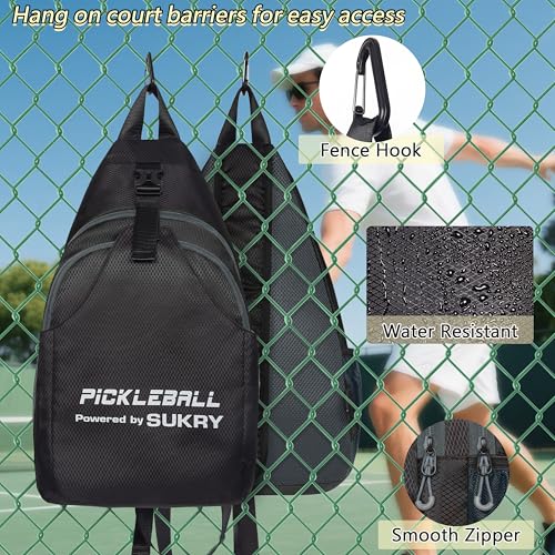 SUKRY Pickleball Bag Lightweight Sling Backpack for Men and Women with Multi-Pocket Crossbody Gym & Travel Backpack Pickle Ball Accessories - color: Grey