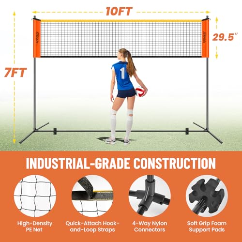 3-in-1 Adjustable Height Volleyball Badminton Pickleball Net Set - Portable Badminton Net Set for Backyards with Badminton Racket & Shuttlecocks, Volleyball Set with ball & Pump, Pickleball & CarryBag