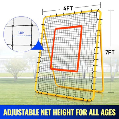 SPOYNAL 7x4 FT Volleyball Rebounder Net, 5-Angle Volleyball Training Equipment, Adjustable Rebounder Net Practice Setting, Spiking, and Bumping, Practice Net for Baseball, Softball, Lacrosse, Soccer
