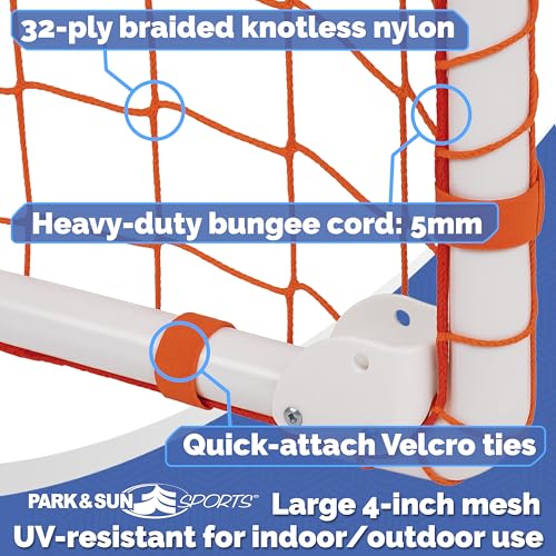 Park & Sun Bungee Slip-Net Replacement Goal Netting, Indoor/Outdoor, All-Weather (Lacrosse and Soccer/Multi-Sport)