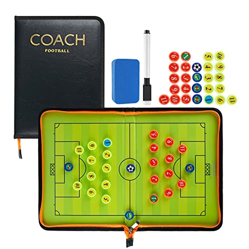 FantasyDay Soccer Coaching Tactical Board, Portable Magnetic Football Coach Blackboard Futsal Tactics Strategy Board - Sport Gift Training Assistant Equipment KIt with Player Markers, Pen and Eraser - color: #3