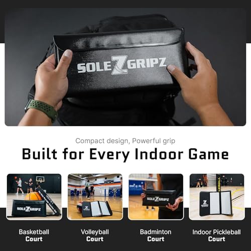 Portable Basketball & Volleyball Sticky Mat by Sola Athletics– Foldable, Reusable, Non-Slip Traction Board for Court Shoe Grip – Perfect for Hardwood Floors –60 Sticky Sheets