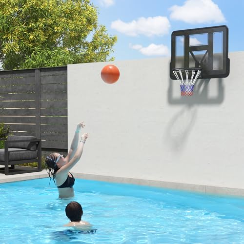 Soozier Wall Mounted Basketball Hoop, Reinforced Shatter Resistant 43" Backboard Basketball Goal Combo Kit with All Weather Net for Outdoor or Indoor Use