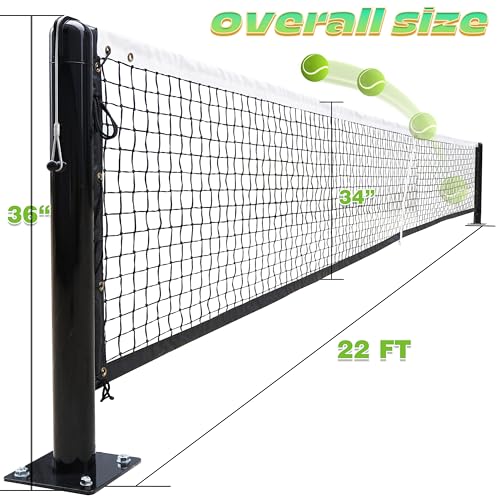 Seliyoo Pickleball Net System,Pickleball Net Set-22 FT Regulation Size with Heavy Duty Steel Post, Premium-Grade Brass Winder,Surface Mount,Tournament Net,Idea for Indoor Gym Or Outdoor Courts - style: Stainless Net pole