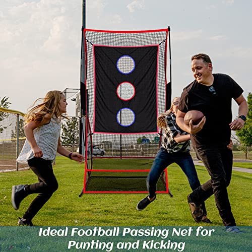 3x6FT Football Net with Throwing Target Strike Zone for Kicking Punting and QB Accuracy Training Portable Football Practice Equipment with Steel Base and Carry Bag