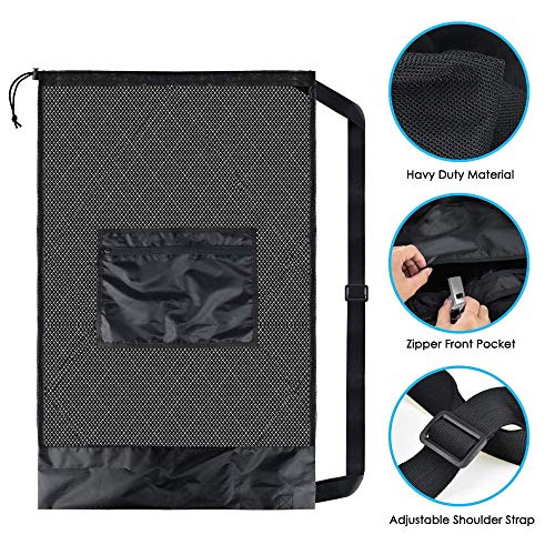 BROTOU Extra Large Mesh Ball Bag, Drawstring Socce Bag for Coach, Use for Basketball, Volleyball, Baseball, Mesh Equipmenbag with Adjustable and Portable Strap - size: 18" x 28"