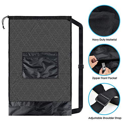 BROTOU Extra Large Mesh Ball Bag, Drawstring Socce Bag for Coach, Use for Basketball, Volleyball, Baseball, Mesh Equipmenbag with Adjustable and Portable Strap - size: 18" x 28"