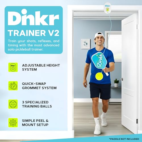 Dink’r Pickleball Trainer – Fun & Easy Way to Play Anytime, Anywhere | Practice at Home | Great Gift for Beginners, Families & Pickleball Fans | No Partner Needed, Under the Cost of One Court Rental - color: NEW: 3-Ball Easy-Adjust Trainer