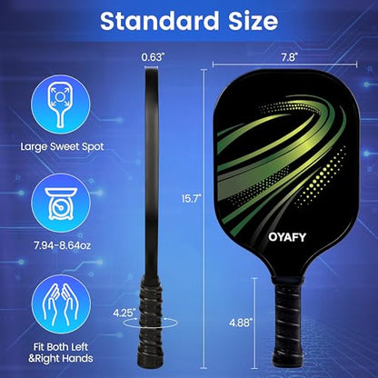 Pickleball Paddles Set of 2, Fiberglass Pickleball Set with Pickleball Rackets 2 Pack, 4 Indoor Outdoor Balls and Carry Bag, Pickle Ball Set for Beginners, Families, Men Women & Intermediate Players - style: B&W-2