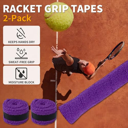 2 Pcs Tennis Racket Grip Tape, Towel Tennis Overgrip Tape, Anti-Slip Absorbent Grip, Racket Overgrip Tape,9 Colors - color: Purple
