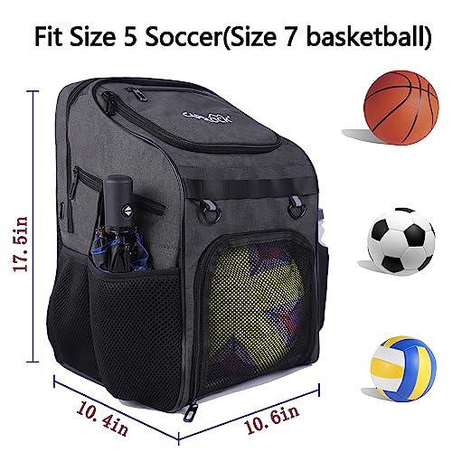 CapsLock Youth Soccer Bag - Boys Girls Soccer Backpack & Bags for Basketball, Volleyball & Football | Includes Separate Cleat and Ball Compartment, and Convenient Fence Hook.
