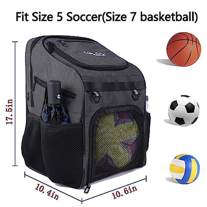 CapsLock Youth Soccer Bag - Boys Girls Soccer Backpack & Bags for Basketball, Volleyball & Football | Includes Separate Cleat and Ball Compartment, and Convenient Fence Hook.