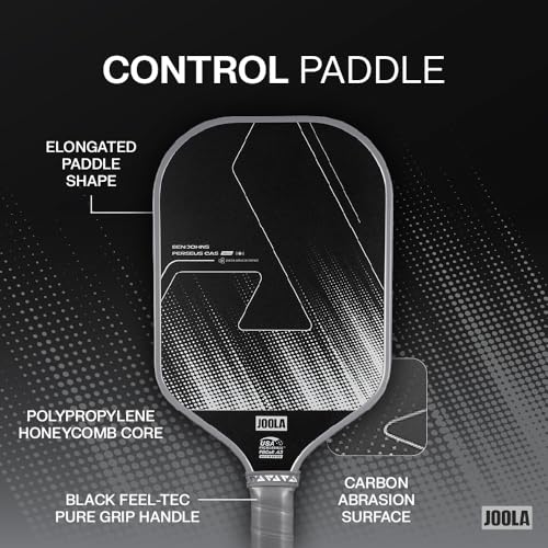 JOOLA Ben Johns CAS 16mm Carbon Fiber Pickleball Paddle - CAS Surface Tech - Control & Power Paddle - USAP Approved - Aero Curve - Feel-Tec Pure Grip - NFC Chip - color: Shadow Gray, size: Perseus