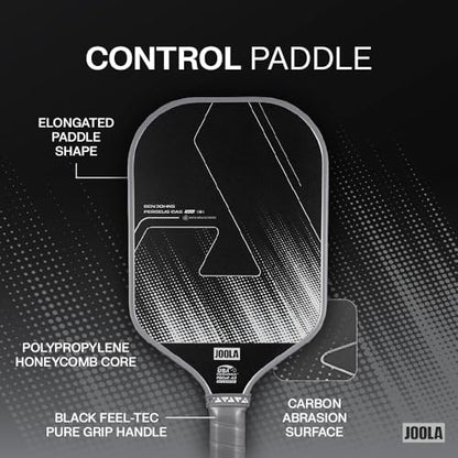 JOOLA Ben Johns CAS 16mm Carbon Fiber Pickleball Paddle - CAS Surface Tech - Control & Power Paddle - USAP Approved - Aero Curve - Feel-Tec Pure Grip - NFC Chip - color: Shadow Gray, size: Perseus