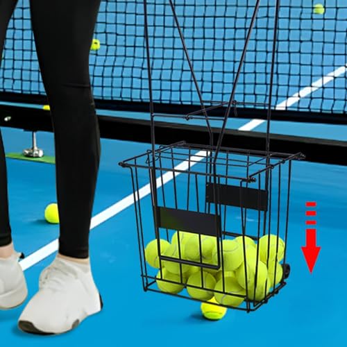 RiToEasysports Tennis Ball Pick Up Hopper, Foldable Iron Frame Portable Tennis Ball Pick Up Hopper for Multi Sport Training on Grass Rubberized Courts