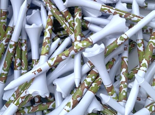 Premium USA Golf Tees – 3¼" or 2¾" Durable Plastic Performance Tees (100 Pack) – Made in USA – Bulk Value Pack - color: Desert Camo, size: 2 3/4
