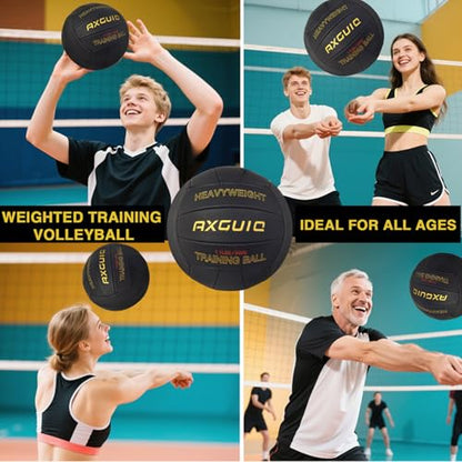 1.1LBS Weighted Heavy Volleyball Official Size 5 Setter Training Volleyballs Training Practice,Soft Leather Grip Durability Weighted Volleyball Setting Trainer - style: Black Weighted Volleyball