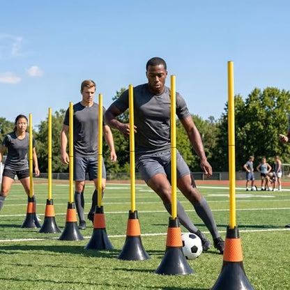 9 Inch Agility Training Cones with Poles, 10PCS Set Soccer Basketball Practice Cones for Speed Footwork and Coordination Drills