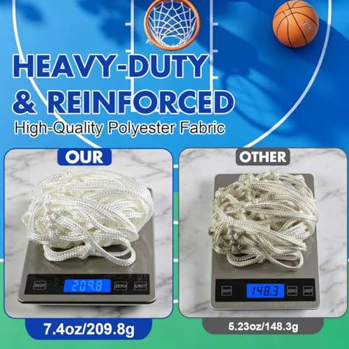 REGUICORP Heavy Duty Basketball Net Replacement, 12 Loops Premium Basketball Hoop Net, All Weather Anti Whip Nets for Indoor or Outdoor, Professional Basketball Accessories