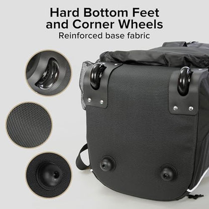 Catchers Gear Bag with Wheels, Large Rolling Baseball Equipment Bag for Helmet, Bats, Cleats, Durable Polyester for Youth and Adults, Black