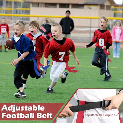 Flag Football Belts for Youth, Kids and Adults Sport Team Building and Competition Training - color: Red