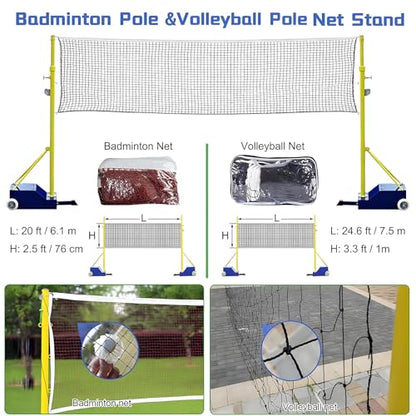 Portable Volleyball Net Stand with Adjustable Poles – Lightweight & Easy to Move, Perfect for Backyard, Park, School, Indoor & Outdoor Sports – Ideal for Sports Lovers