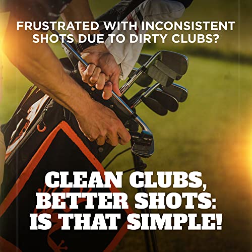 Frogger BrushPro Golf Club Cleaner with Ergonomic Grip and 2.5 ft. Retractable Cord - Sturdy Golf Club Brush and Groove Cleaner for Golfers
