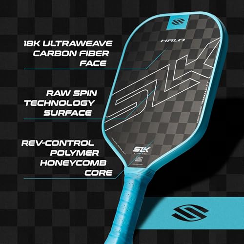 Selkirk Sport SLK Halo Raw Carbon Fiber Pickleball Paddle | Power, Pro and Control Pickleball Paddles | T700, 18K Ultraweave, Aramid Fiber LinkWeave | Designed & Controlled in USA - color: Control | Blue | 2025, size: Max (All - Around Paddle)