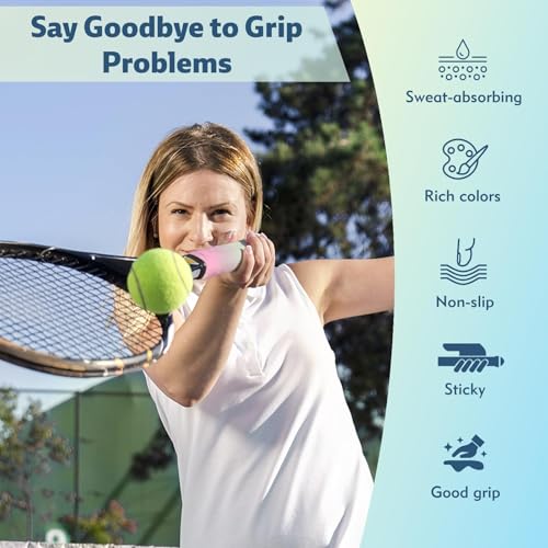 6 Pack Tacky Tennis Racket Grip Tape,Non-Slip Absorbent Tennis Grips Tape,Gradient Color Tennis Racket Grip Tape for Tennis,Pickleball,Badminton,Golf,Baseball Bat - color: Pink